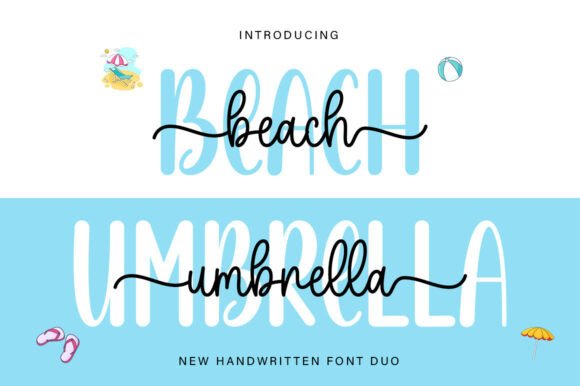 Beach Umbrella Duo: The Romantic Script & Sans Font for Makers
